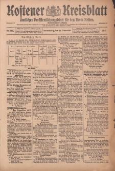 Kostener Kreisblatt: amtliches Veröffentlichungsblatt für den Kreis Kosten 1917.11.29 Jg.52 Nr143