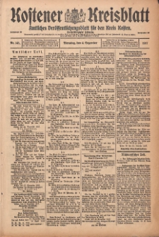 Kostener Kreisblatt: amtliches Ver&ouml;ffentlichungsblatt f&uuml;r den Kreis Kosten 1917.12.04 Jg.52 Nr145