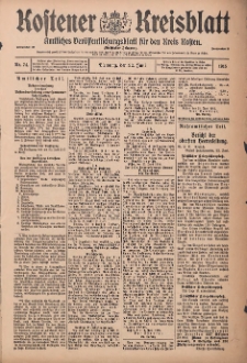 Kostener Kreisblatt: amtliches Veröffentlichungsblatt für den Kreis Kosten 1915.06.15 Jg.50 Nr74