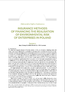 Insurance methods of financing the realisation of environmental risk of enterprises in Poland: summary