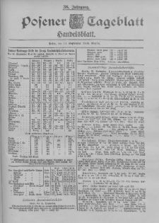 Posener Tageblatt. Handelsblatt 1899.09.14 Jg.38