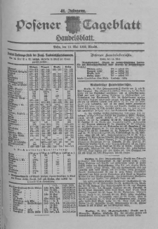 Posener Tageblatt. Handelsblatt 1902.05.15 Jg.41