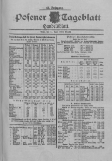 Posener Tageblatt. Handelsblatt 1902.04.14 Jg.41
