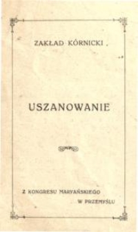 Uszanowanie : z kongresu Maryańskiego w Przemyślu