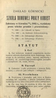Zakład K&oacute;rnicki Szkoła Domowej Pracy Kobiet założony w K&oacute;rniku ...