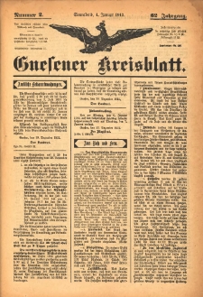 Gnesener Kreisblatt 1913.01.04 Jg.62 Nr2