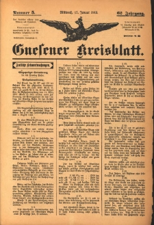 Gnesener Kreisblatt 1913.01.15 Jg.62 Nr5