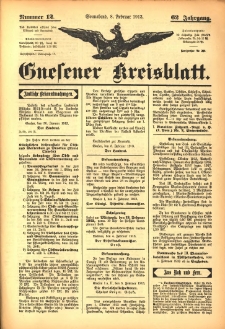 Gnesener Kreisblatt 1913.02.08 Jg.62 Nr12