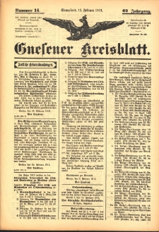 Gnesener Kreisblatt 1913.02.15 Jg.62 Nr14