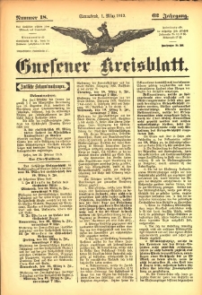 Gnesener Kreisblatt 1913.03.01 Jg.62 Nr18