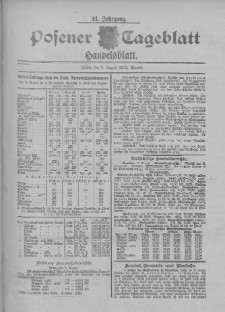 Posener Tageblatt. Handelsblatt 1902.08.02 Jg.41