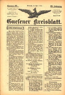 Gnesener Kreisblatt 1913.04.22 Jg.62 Nr33