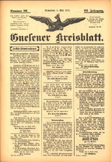 Gnesener Kreisblatt 1913.05.03 Jg.62 Nr36