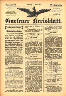 Gnesener Kreisblatt 1913.05.14 Jg.62 Nr39