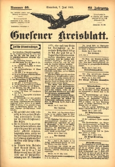 Gnesener Kreisblatt 1913.06.07 Jg.62 Nr46