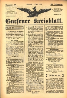 Gnesener Kreisblatt 1913.06.11 Jg.62 Nr47