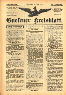 Gnesener Kreisblatt 1913.06.14 Jg.62 Nr48