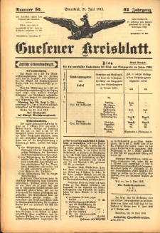 Gnesener Kreisblatt 1913.06.21 Jg.62 Nr50