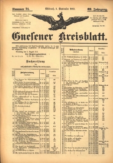 Gnesener Kreisblatt 1913.09.03 Jg.62 Nr71