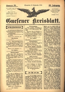 Gnesener Kreisblatt 1913.09.27 Jg.62 Nr78