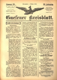 Gnesener Kreisblatt 1913.10.04 Jg.62 Nr80