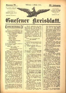 Gnesener Kreisblatt 1913.10.08 Jg.62 Nr81