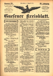 Gnesener Kreisblatt 1913.08.09 Jg.62 Nr64