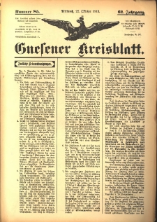 Gnesener Kreisblatt 1913.10.22 Jg.62 Nr85