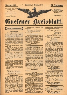 Gnesener Kreisblatt 1913.11.08 Jg.62 Nr90