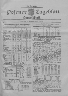 Posener Tageblatt. Handelsblatt 1903.09.17 Jg.42