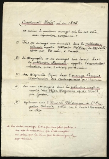 Notatki Niedzwieckiego dotyczące życiorysu Czajkowskiego