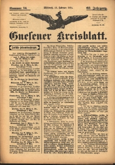 Gnesener Kreisblatt 1914.02.18 Jg.63 Nr14