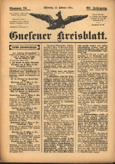 Gnesener Kreisblatt 1914.02.18 Jg.63 Nr14