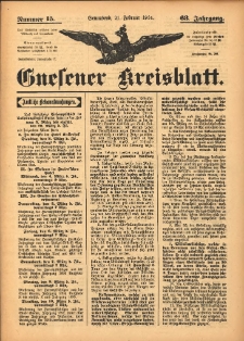 Gnesener Kreisblatt 1914.02.21 Jg.63 Nr15