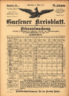 Gnesener Kreisblatt 1914.03.14 Jg.63 Nr21