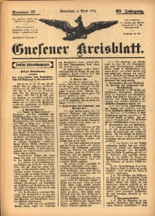 Gnesener Kreisblatt 1914.04.04 Jg.63 Nr27