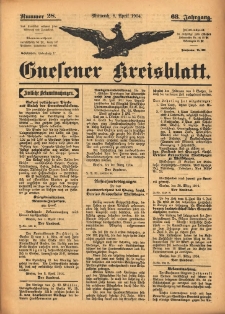 Gnesener Kreisblatt 1914.04.08 Jg.63 Nr28