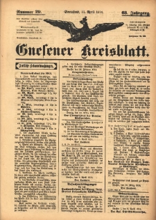 Gnesener Kreisblatt 1914.04.11 Jg.63 Nr29