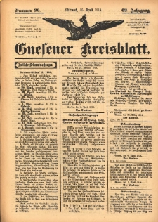 Gnesener Kreisblatt 1914.04.15 Jg.63 Nr30