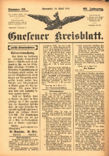 Gnesener Kreisblatt 1914.04.25 Jg.63 Nr33