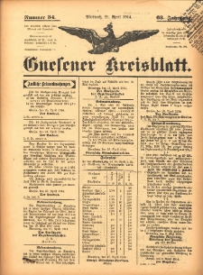 Gnesener Kreisblatt 1914.04.29 Jg.63 Nr34
