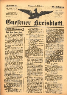 Gnesener Kreisblatt 1914.05.09 Jg.63 Nr37
