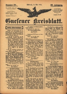 Gnesener Kreisblatt 1914.05.13 Jg.63 Nr38