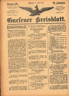 Gnesener Kreisblatt 1914.06.17 Jg.63 Nr48