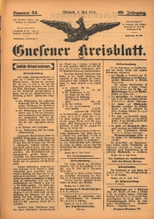 Gnesener Kreisblatt 1914.07.08 Jg.63 Nr54