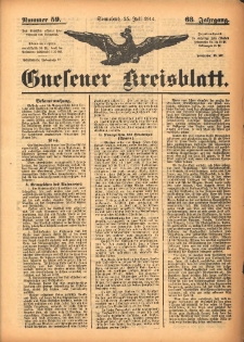 Gnesener Kreisblatt 1914.07.25 Jg.63 Nr59