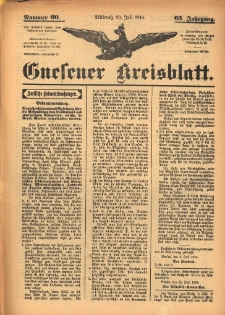 Gnesener Kreisblatt 1914.07.29 Jg.63 Nr60