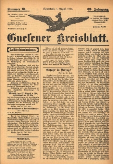 Gnesener Kreisblatt 1914.08.01 Jg.63 Nr61