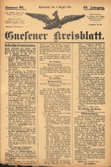 Gnesener Kreisblatt 1914.08.01 Jg.63 Nr63