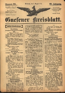 Gnesener Kreisblatt 1914.08.05 Jg.63 Nr64